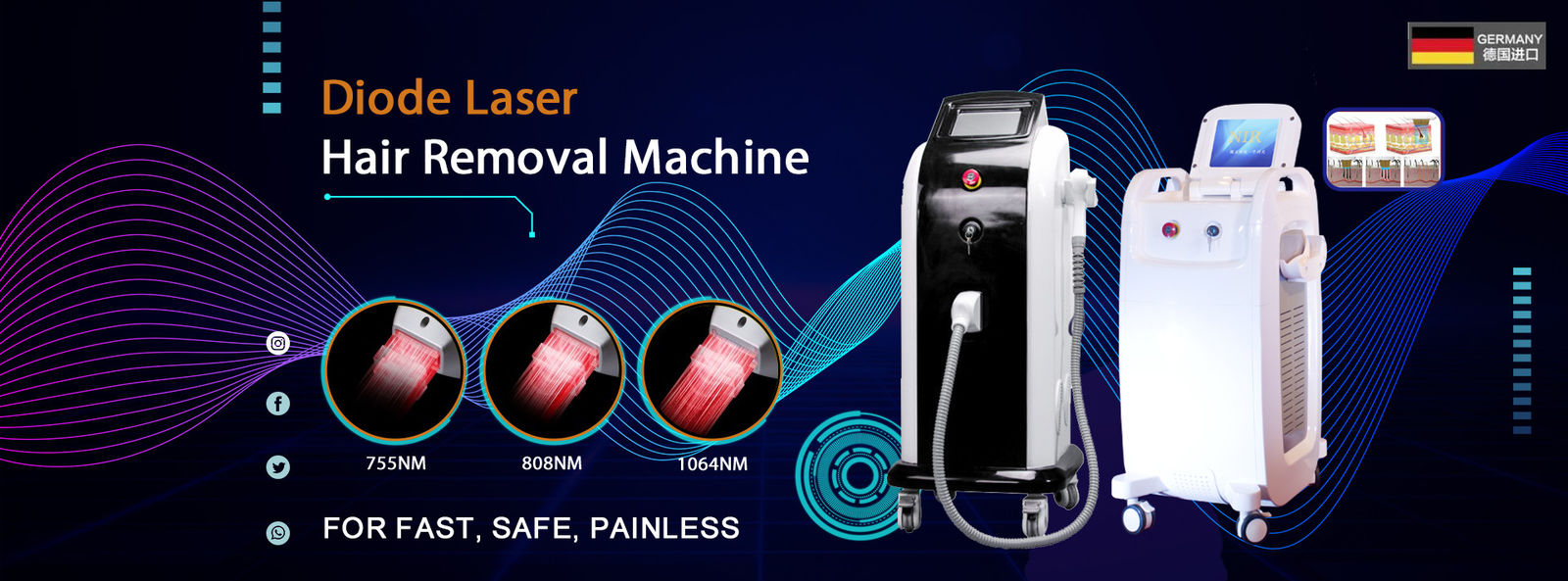 macchina di depilazione del laser a diodi