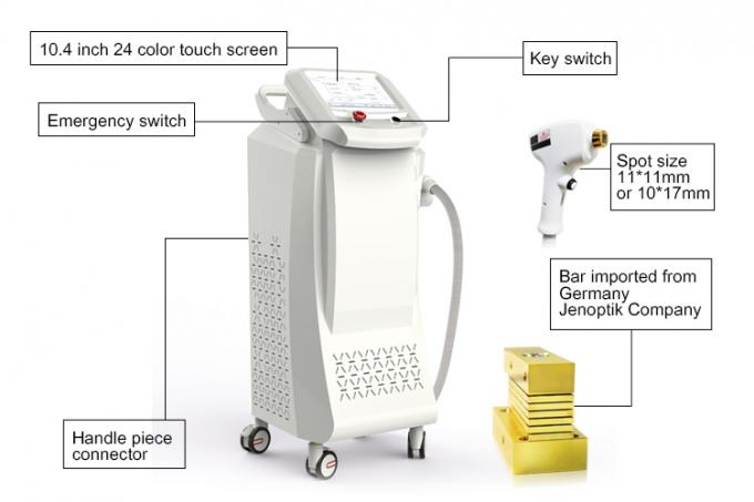 Long Life Span 808nm Hair Removal Equipment / Facial Hair Removal Devices With 1 Year Warranty