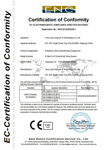CHINA Yiwu Lasy Science &amp;Technology Co,.Ltd certificaten